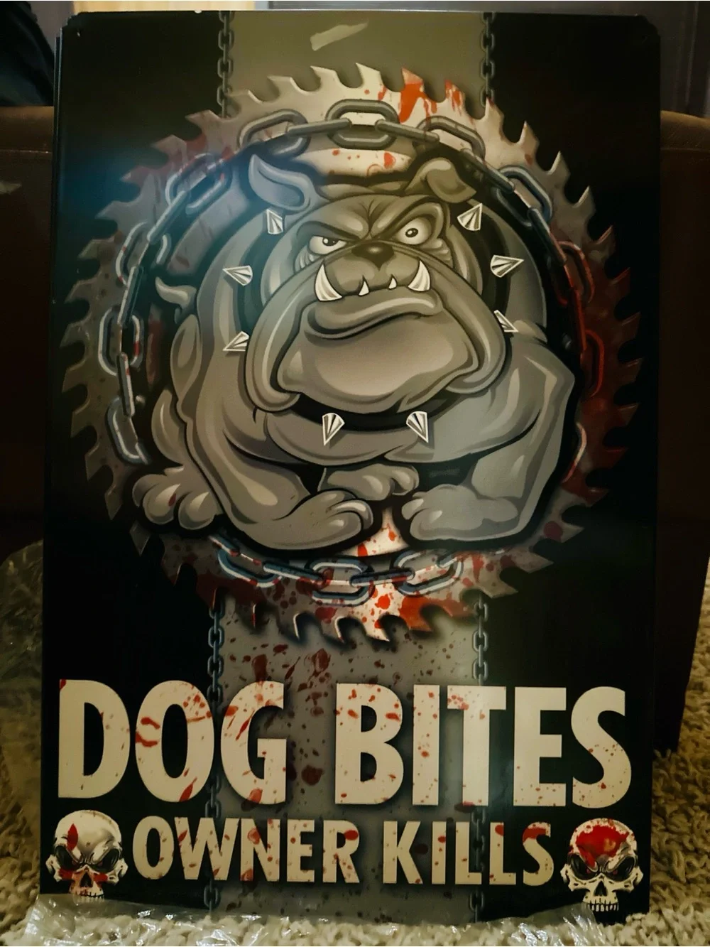 NEW Dog Bites Bulldog Metal Sign